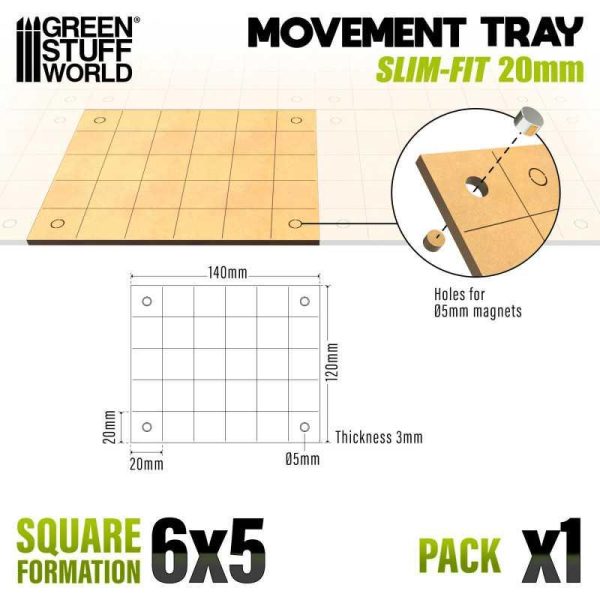 Green Stuff World    MDF Movement Trays - Slimfit Square 120x100mm - 8435646521039ES - 8435646521039