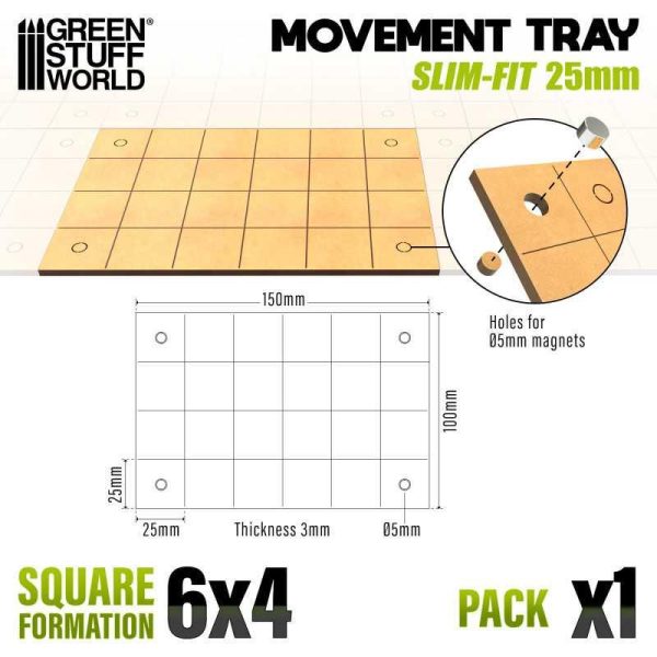 Green Stuff World    MDF Movement Trays - Slimfit Square 150x100mm - 8435646521008ES - 8435646521008