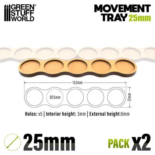 Green Stuff World    MDF Movement Trays - Skirmish AOS 25mm 5x1 - 8435646520735ES - 8435646520735