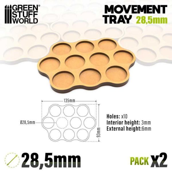 Green Stuff World    MDF Movement Trays - Skirmish AOS 28.5mm 3x4x3 - 8435646520810ES - 8435646520810