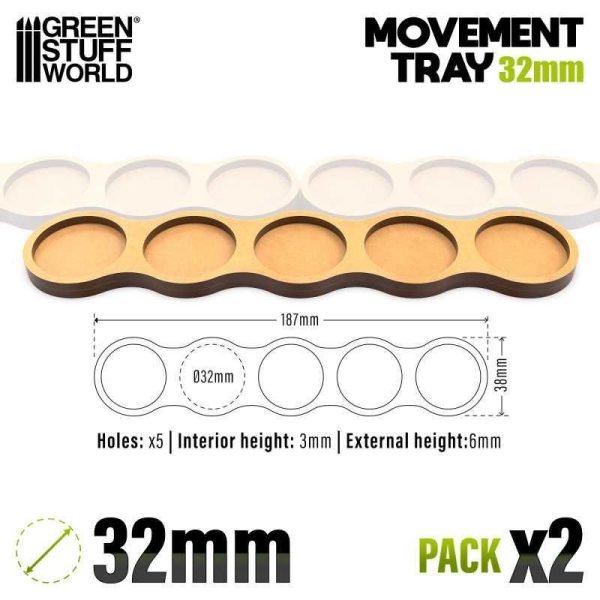 Green Stuff World    MDF Movement Trays - Skirmish AOS 32mm 5x1 - 8435646520742ES - 8435646520742