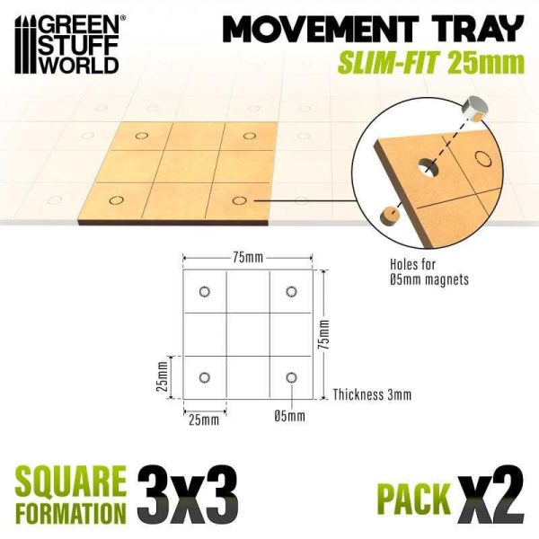 Green Stuff World    MDF Movement Trays - Slimfit Square 75x75mm - 8435646521077ES - 8435646521077