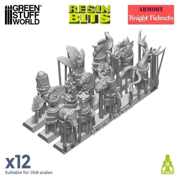 Green Stuff World    3D printed set - Old World Knight Helmets - 8435646522883ES - 8435646522883