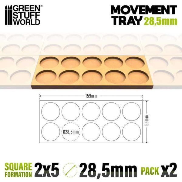 Green Stuff World    MDF Movement Trays 28.5mm 5x2 - Skirmish Lines - 8435646520773ES - 8435646520773