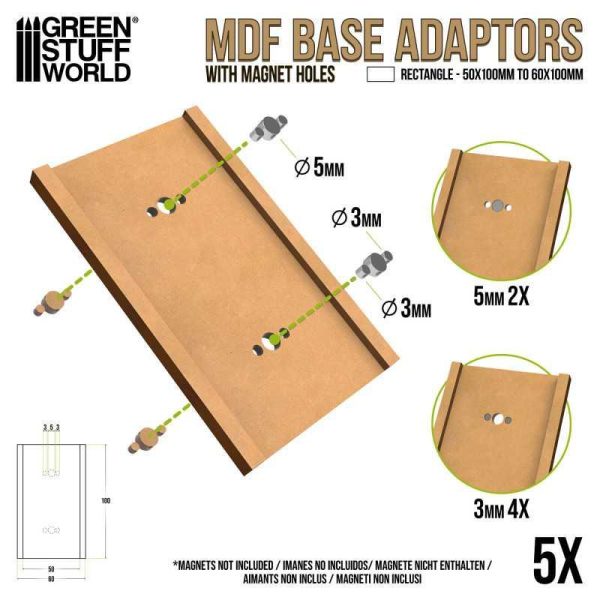 Green Stuff World    MDF Base adapter - Rectangular 50x100mm to 60x100mm - 8435646523453ES - 8435646523453