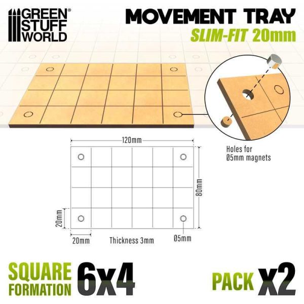 Green Stuff World    MDF Movement Trays - Slimfit Square 120x80mm - 8435646520995ES - 8435646520995