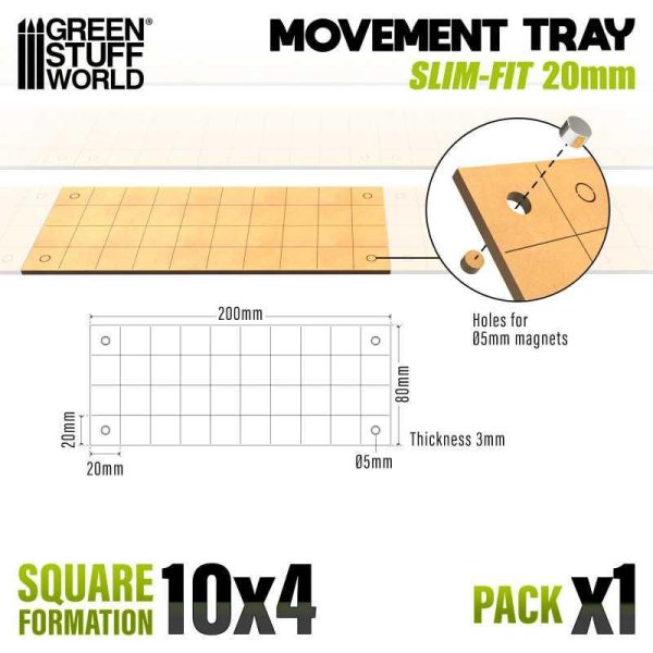 Green Stuff World    MDF Movement Trays - Slimfit Square 200x80mm - 8435646521107ES - 8435646521107