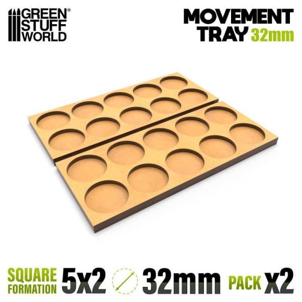 Green Stuff World    MDF Movement Trays 32mm 5x2 - Skirmish Lines - 8435646520780ES - 8435646520780