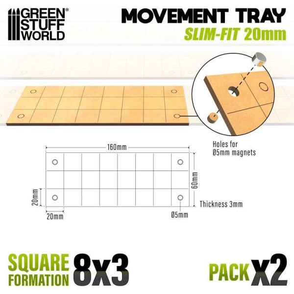 Green Stuff World    MDF Movement Trays - Slimfit Square 160x60mm - 8435646521121ES - 8435646521121