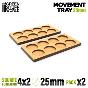 Green Stuff World    MDF Movement Trays 25mm 4x2 - Skirmish Lines - 8435646521299ES - 8435646521299