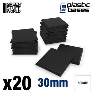 Green Stuff World    Black Plastic Bases - Square 30mm - 8435646522722ES - 8435646522722