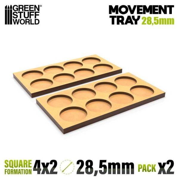 Green Stuff World    MDF Movement Trays 28.5mm 4x2 - Skirmish Lines - 8435646521305ES - 8435646521305