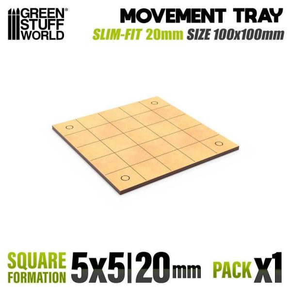 Green Stuff World    MDF Movement Trays - Slimfit Square 100x100mm - 8435646521015ES - 8435646521015