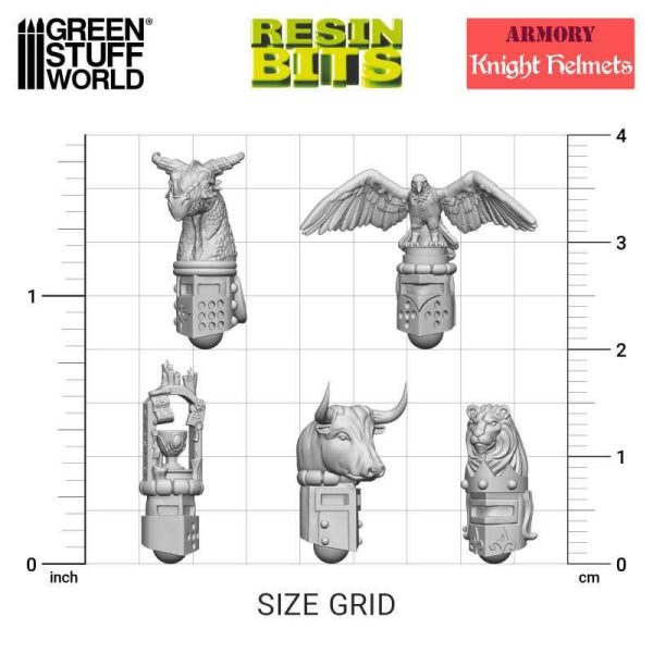 Green Stuff World    3D printed set - Old World Knight Helmets - 8435646522883ES - 8435646522883