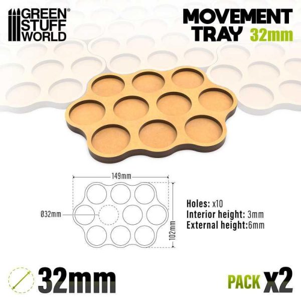 Green Stuff World    MDF Movement Trays - Skirmish AOS 32mm 3x4x3 - 8435646520827ES - 8435646520827