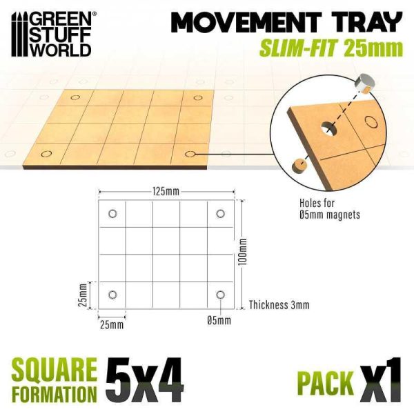 Green Stuff World    MDF Movement Trays - Slimfit Square 125x100mm - 8435646521060ES - 8435646521060