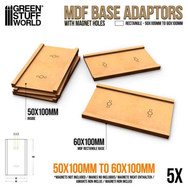 Green Stuff World    MDF Base adapter - Rectangular 50x100mm to 60x100mm - 8435646523453ES - 8435646523453