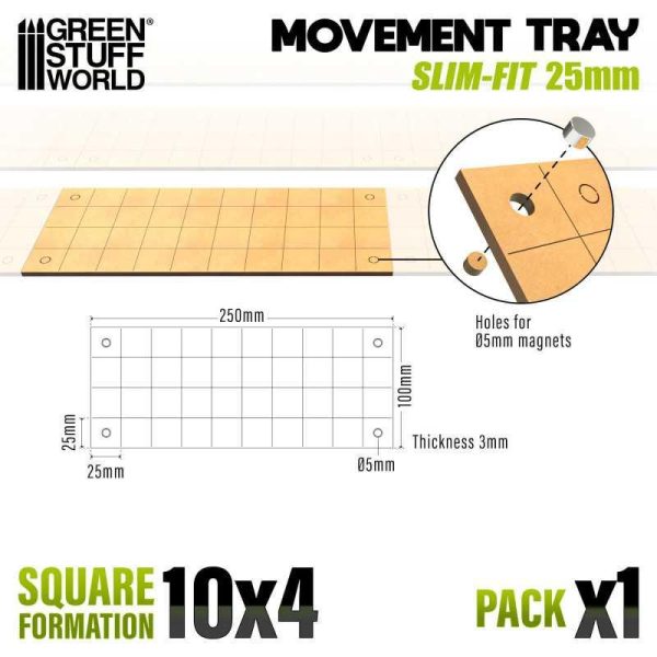 Green Stuff World    MDF Movement Trays - Slimfit Square 250x100mm - 8435646521114ES - 8435646521114