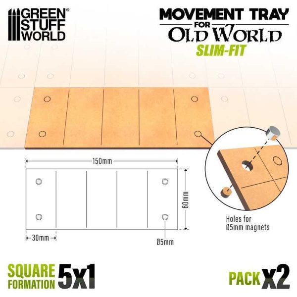 Green Stuff World    MDF Movement Trays - Slimfit 150x60mm - 8435646522807ES - 8435646522807