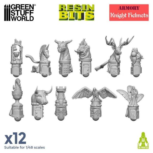 Green Stuff World    3D printed set - Old World Knight Helmets - 8435646522883ES - 8435646522883