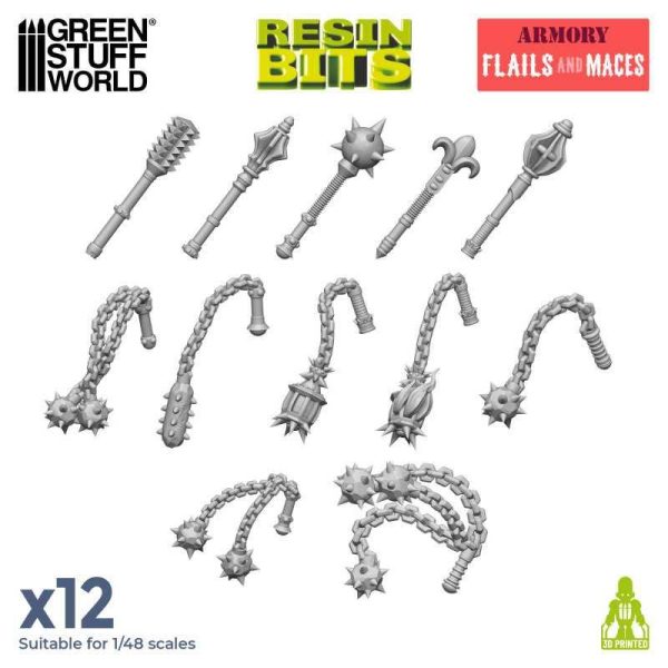 Green Stuff World    3D printed set - Flails and Maces - 8435646522937ES - 8435646522937