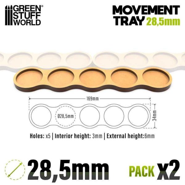 Green Stuff World    MDF Movement Trays - Skirmish AOS 28.5mm 5x1 - 8435646520759ES - 8435646520759