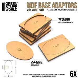 Green Stuff World    MDF Base adapter - Oval 75x42mm to Square 75x50mm - 8435646522678ES - 8435646522678