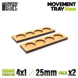 Green Stuff World    MDF Movement Trays 25mm 4x1 - Skirmish Lines - 8435646521268ES - 8435646521268