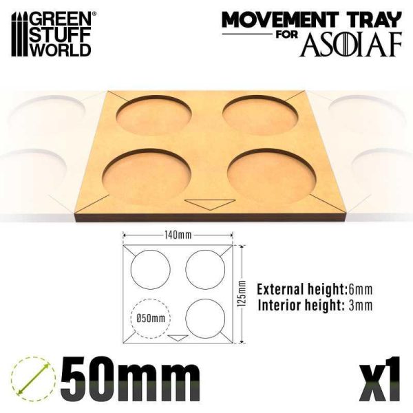 Green Stuff World    MDF Movement Trays ASOIAF - 50mm 4x1 - 8435646520841ES - 8435646520841