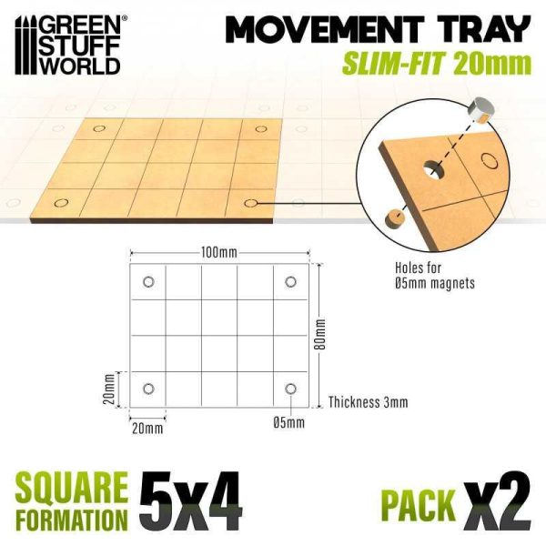 Green Stuff World    MDF Movement Trays - Slimfit Square 100x80mm - 8435646521053ES - 8435646521053