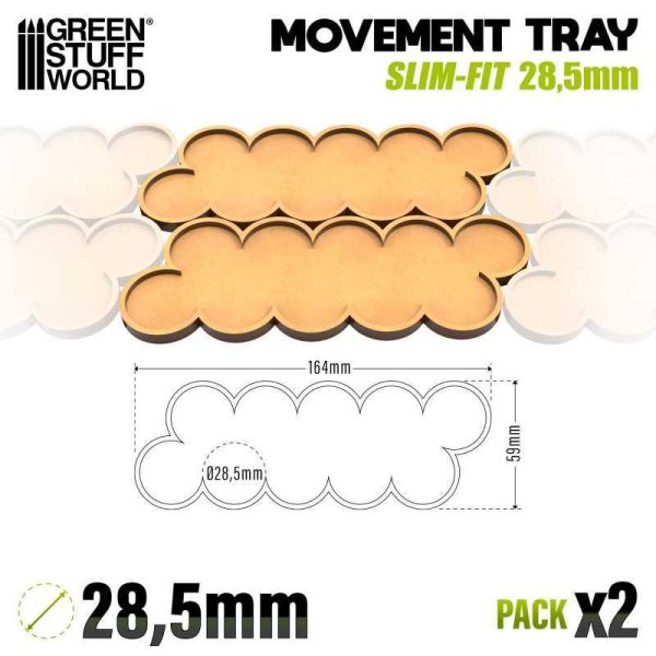 Green Stuff World    MDF Movement Trays - SlimFit AOS 28.5mm - 8435646520797ES - 8435646520797