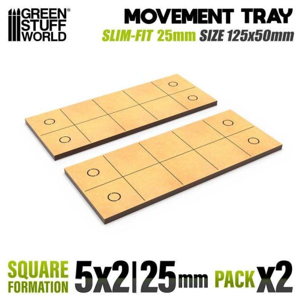 Green Stuff World    MDF Movement Trays - Slimfit Square 125x50mm - 8435646520988ES - 8435646520988