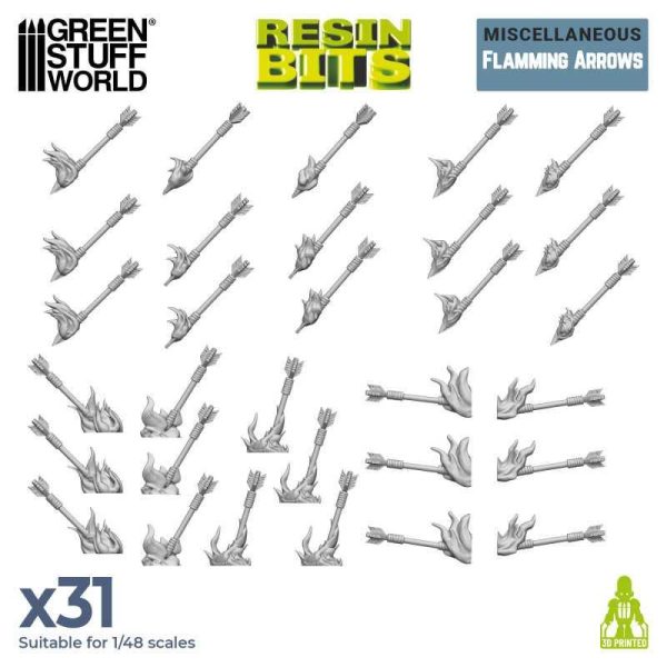 Green Stuff World    3D printed set - Flamming Arrows - 8435646517438ES - 8435646517438