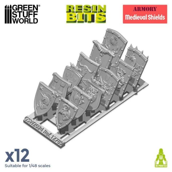 Green Stuff World    3D printed set - Old World Medieval Shields - 8435646522890ES - 8435646522890