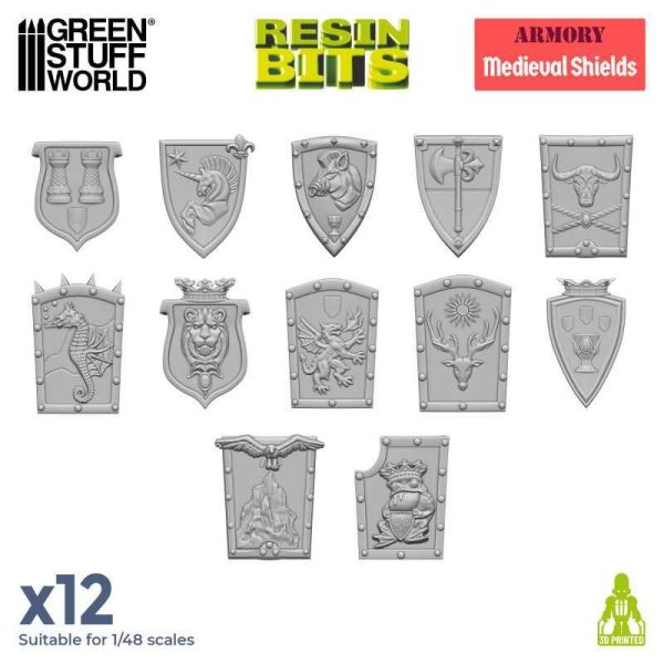 Green Stuff World    3D printed set - Old World Medieval Shields - 8435646522890ES - 8435646522890