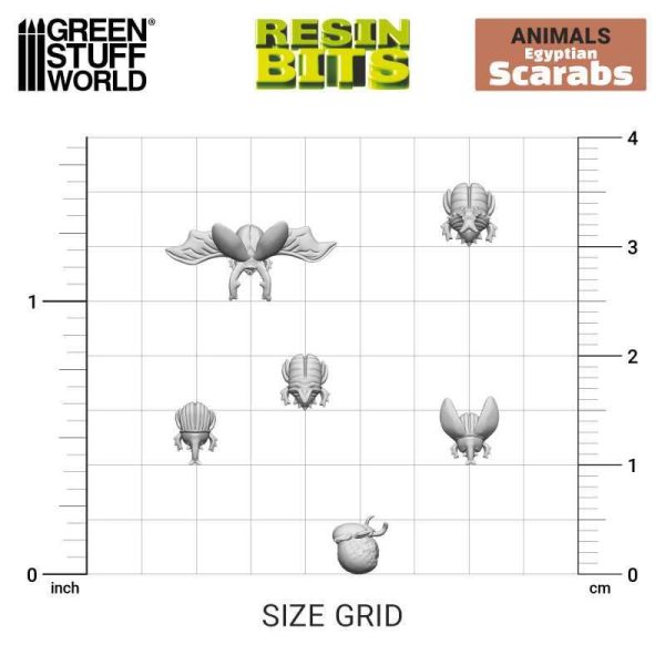 Green Stuff World    3D printed set - Egyptian Scarabs - 8435646521657ES - 8435646521657