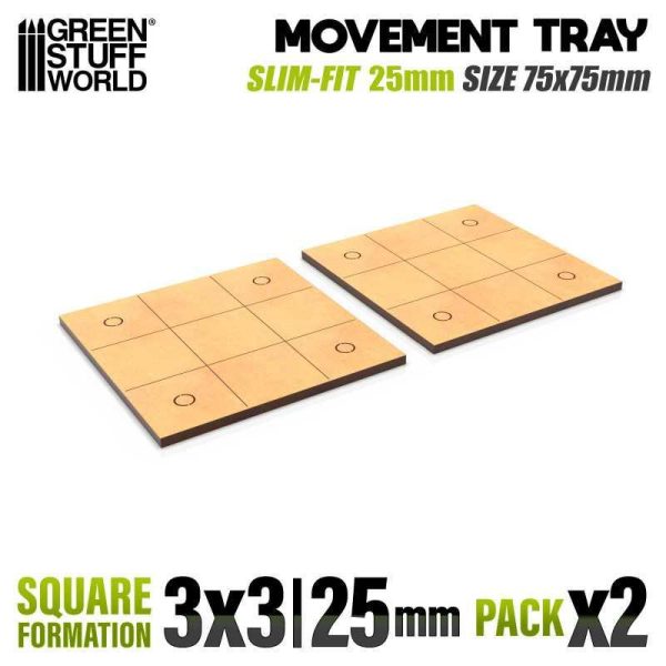 Green Stuff World    MDF Movement Trays - Slimfit Square 75x75mm - 8435646521077ES - 8435646521077