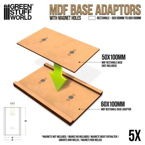 Green Stuff World    MDF Base adapter - Rectangular 50x100mm to 60x100mm - 8435646523453ES - 8435646523453