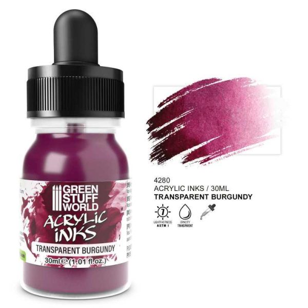 Green Stuff World    Transparent Acrylic Ink - Burgundy - 8435646516400ES - 8435646516400