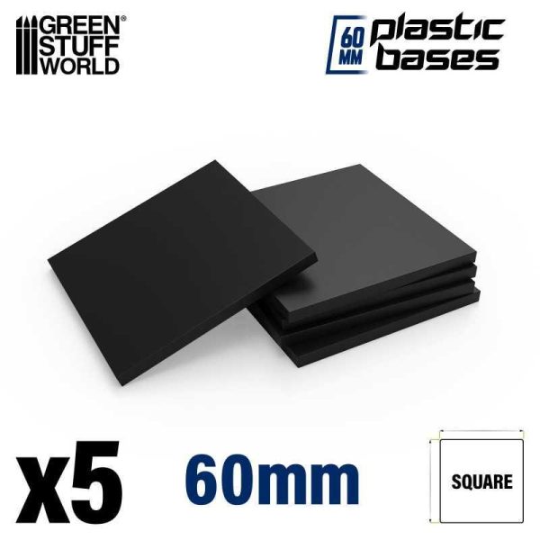 Green Stuff World    Black Plastic Bases - Square 60 mm - 8435646523873ES - 8435646523873