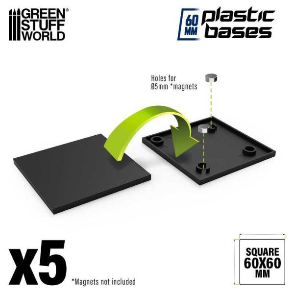 Green Stuff World    Black Plastic Bases - Square 60 mm - 8435646523873ES - 8435646523873