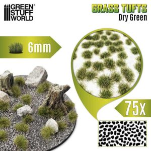 Green Stuff World    Static Grass Tufts 6mm - Dry Green - 8435646501703ES - 8435646501703