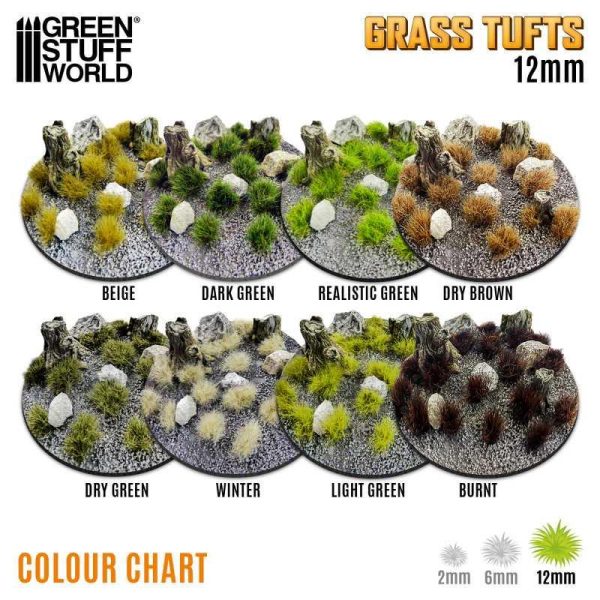 Green Stuff World    Static Grass Tufts 12mm - Dry Brown - 8435646524405ES - 8435646524405