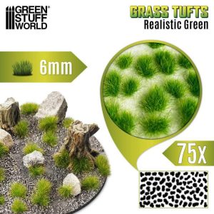 Green Stuff World    Static Grass Tufts 6mm - Realistic Green - 8435646501697ES - 8435646501697