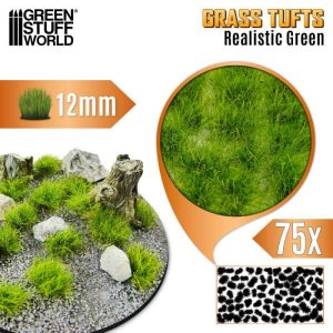 Green Stuff World    Static Grass Tufts 12mm - Realistic Green - 8435646524399ES - 8435646524399