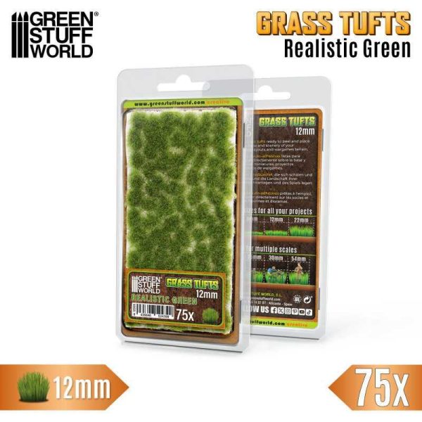 Green Stuff World    Static Grass Tufts 12mm - Realistic Green - 8435646524399ES - 8435646524399