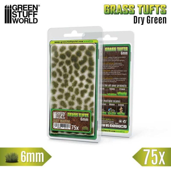 Green Stuff World    Static Grass Tufts 6mm - Dry Green - 8435646501703ES - 8435646501703