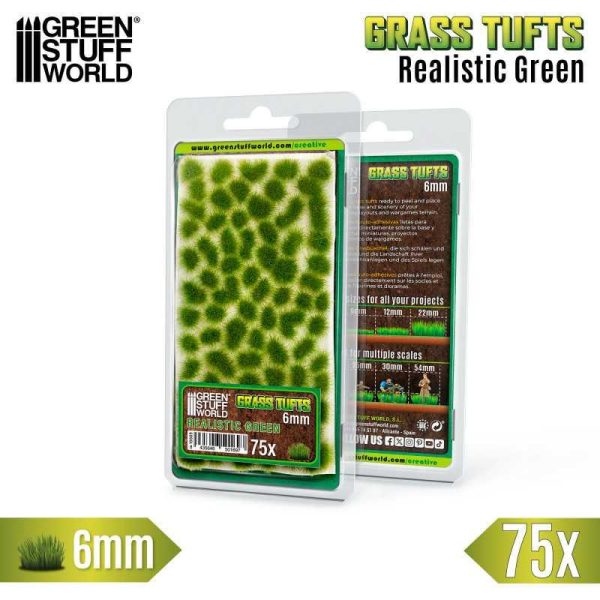 Green Stuff World    Static Grass Tufts 6mm - Realistic Green - 8435646501697ES - 8435646501697