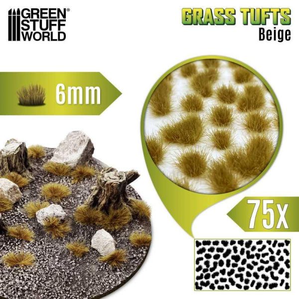 Green Stuff World    Static Grass Tufts 6mm - Beige - 8435646501710ES - 8435646501710