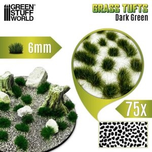 Green Stuff World    Static Grass Tufts 6 mm - Dark Green - 8435646501680ES - 8435646501680